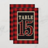 Rood & Zwart Buffel Plaid Landelijke Tafel Nummer Kaart (Voorkant / Achterkant)