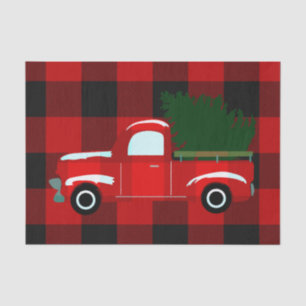 Rood & Zwart Buffel Plaid Rustische Kerst Truck Tissuepapier