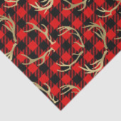 Rood & Zwart Buffelruitpatroon & Gouden Hertengewe Tissuepapier (Detail)