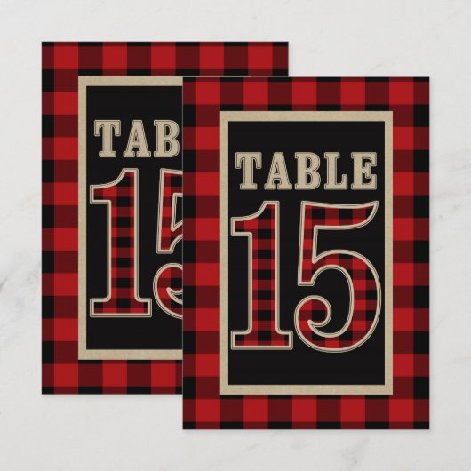 Rood & Zwart Buffelruitpatroon Landelijke Tafel Nu Kaart (Voorkant / Achterkant)