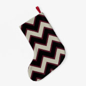 Rood zwart chevron monogram kleine kerstsok (Achterkant (Hangend))