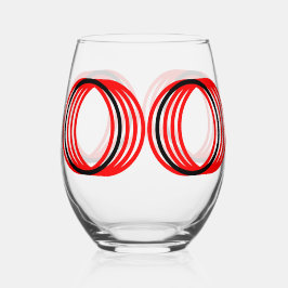 Rood Zwart Cirkels Modern Drinkware Set Wijnglas Zonder Voet