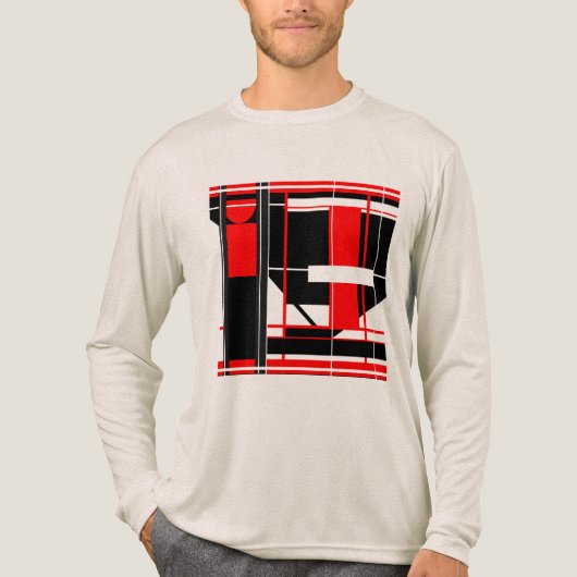 Rood Zwart Complex Geometrische Abstracte Kunst On Tri-Blend Shirt (Voorkant volledig)