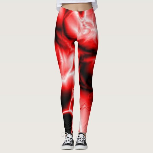 Rood Zwart cool Moderne Chic hipster collages arti Leggings (Voorkant)