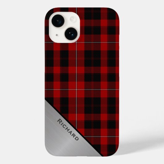 Rood & Zwart Cunningham Plaid & Aluminium look Case-Mate iPhone Case (Achterkant)