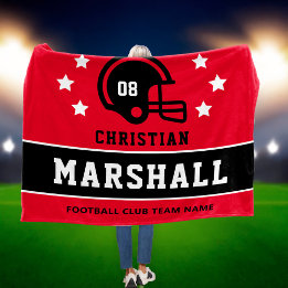 Rood Zwart Custom Football Naam Nummer Fleece Deken
