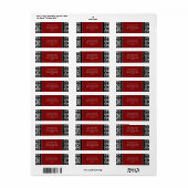 Rood Zwart Damask Custom Return Adres Labels (Full Sheet)