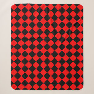 Rood Zwart Dambord Diamant Patroon Sherpa Deken