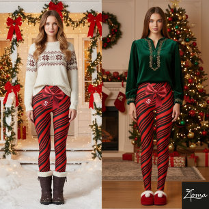 Rood Zwart Diagonaal Strepen Grafische Strik Leggings