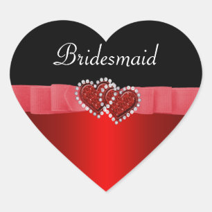 Rood & Zwart Diamant Locking Harten Bruiloft Hart Sticker
