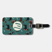 Rood & Zwart Dobermans in Sjaals Winterpatroon Bagagelabel (Voorkant horizontaal)