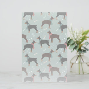 Rood & Zwart Dobermans in Sjaals Winterpatroon Briefpapier