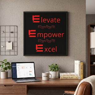 Rood & Zwart Elevate Empower Excel Motiverend Poster