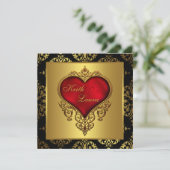 Rood Zwart en Goud Bruiloft Kaart (Staand voorkant)