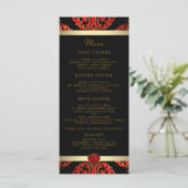 Rood Zwart en Goud Bruiloft Menu (Staand voorkant)