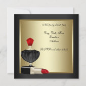 Rood zwart en goud verjaardagsfeestje kaart (Achterkant)