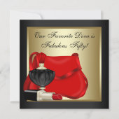 Rood zwart en goud verjaardagsfeestje kaart (Voorkant)