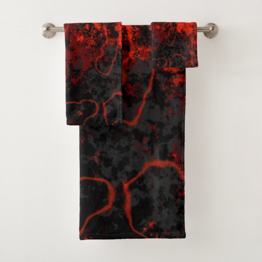 Rood, Zwart en Grijs Abstract Marmer Bad Handdoek (Insitu)