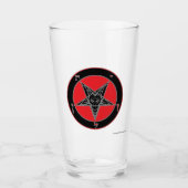 Rood, zwart en grijs Baphometontwerp Glas (Voorkant)