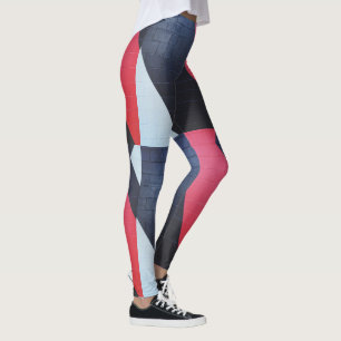 Rood Zwart en Grijs Brick Wall Print Leggings