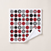 Rood, zwart en grijs cirkels bad handdoek (Wasdoekje)