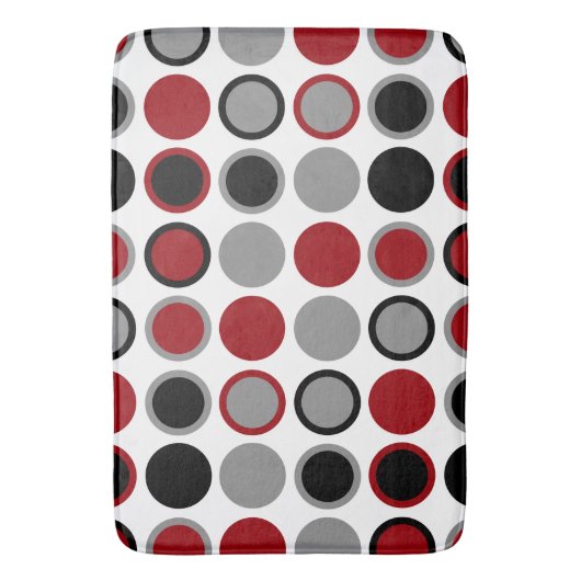 Rood, zwart en grijs cirkels badmat (Voorkant Verticaal)