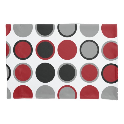 Rood, zwart en grijs cirkels kussensloop (Voorkant)