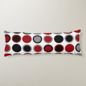 Rood, zwart en grijs cirkels lichaamskussen (Achterkant)
