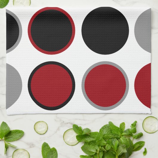 Rood, zwart en grijs cirkels T Theedoek (Gevouwen)