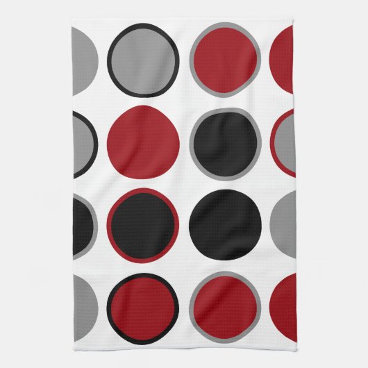 Rood, zwart en grijs cirkels T Theedoek (Verticaal)