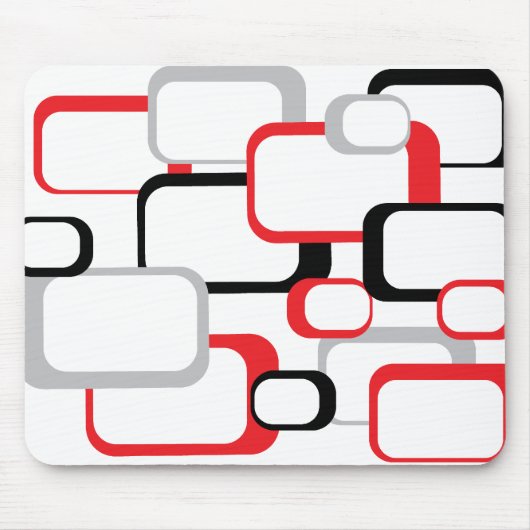 Rood Zwart en Grijs Retro Vierkant Witte Muispad Muismat (Voorkant)