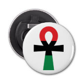 Rood, zwart en groen Ankh Button Flesopener (Voorkant)