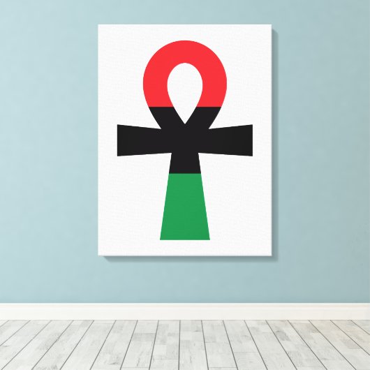 Rood, zwart en groen Ankh Canvas Afdruk (Insitu (Houten vloer))