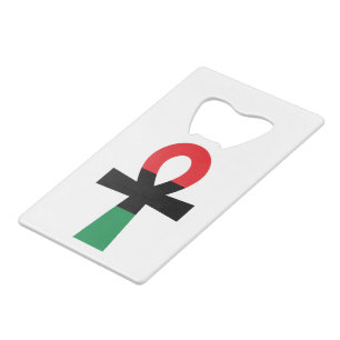 Rood, zwart en groen Ankh Kredietkaart Flessenopener