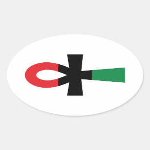Rood, zwart en groen Ankh Ovale Sticker