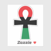 Rood, zwart en groen Ankh Sticker (Vel)