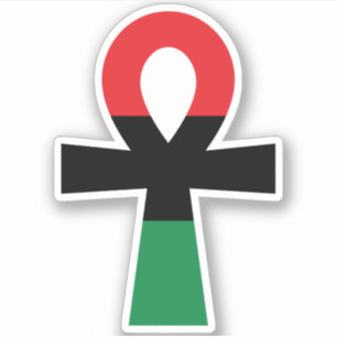 Rood, zwart en groen Ankh Sticker