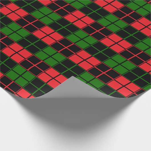 Rood zwart en groen cheques #1 inpakpapier (Hoek)