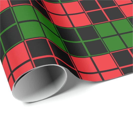 Rood zwart en groen cheques #1 inpakpapier (Rol Hoek)