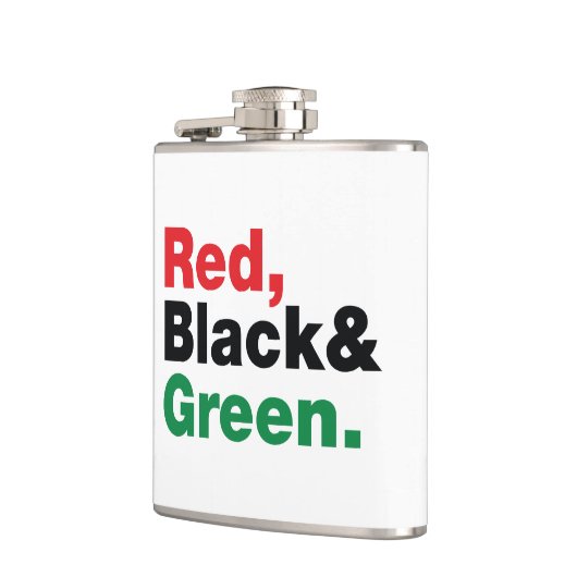 Rood, zwart en groen. heupfles (Links)