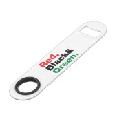 Rood, zwart en groen. speed flessenopener (Achterkant Gekanteld)