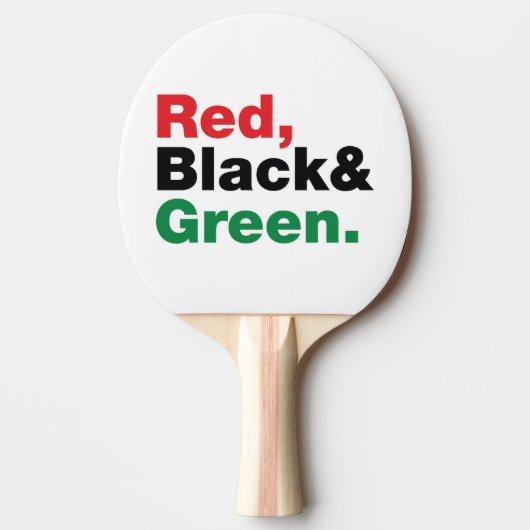 Rood, zwart en groen. tafeltennisbatje (Voorkant)