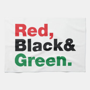 Rood, zwart en groen. theedoek