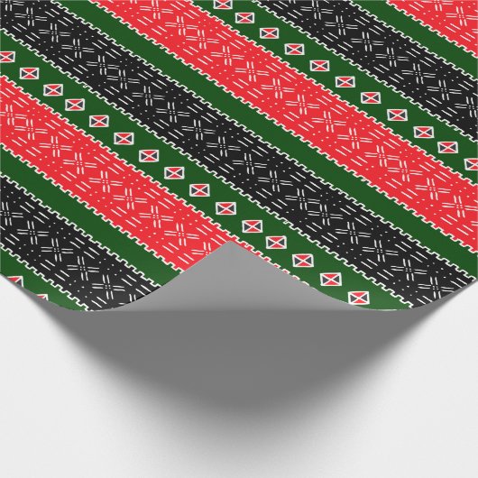 Rood zwart en groen tribal inpakpapier (Hoek)