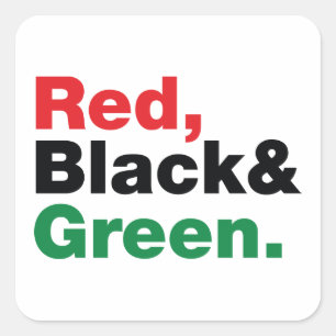 Rood, zwart en groen. vierkante sticker