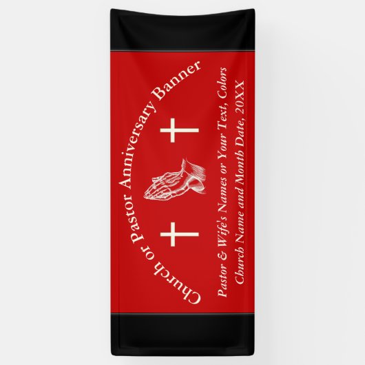 Rood, Zwart en Off White, aangepaste kerkbanners Spandoek (Verticaal)