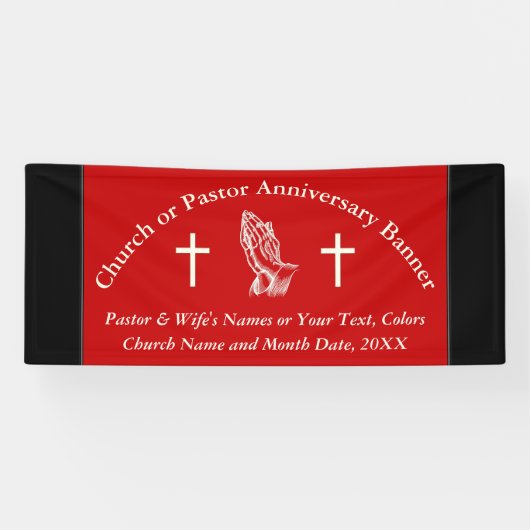 Rood, Zwart en Off White, aangepaste kerkbanners Spandoek (Horizontaal)