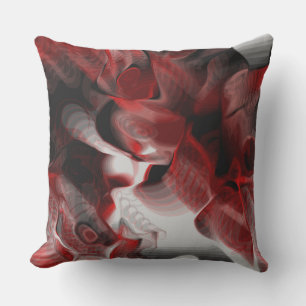 Rood, zwart en wit abstract kussen