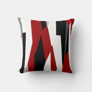 Rood zwart en wit abstract kussen