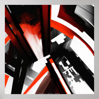 Rood Zwart en Wit Abstract Poster
